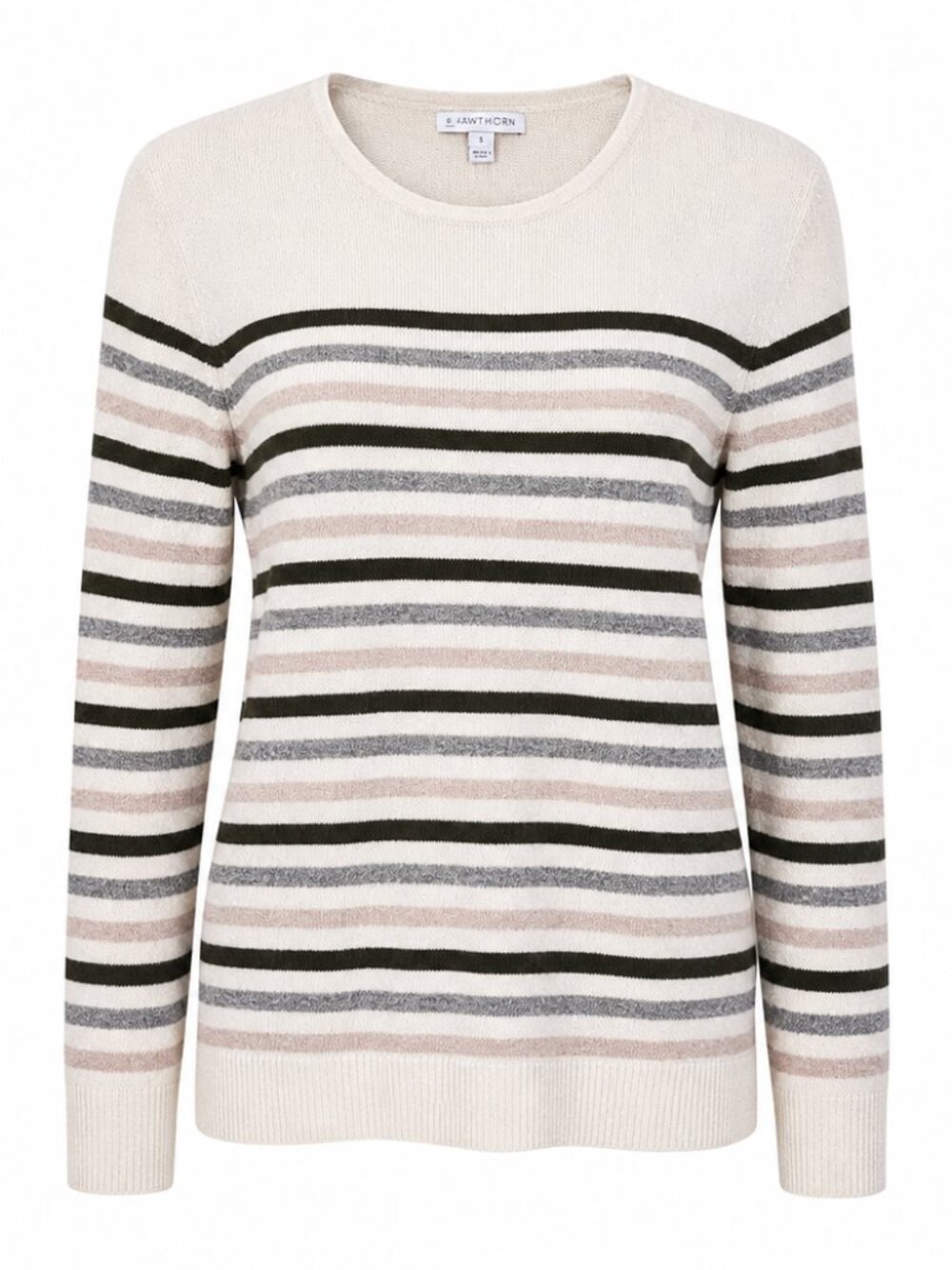 41 Hawthorn Cashmere Striped Sweater Large Luxury Neutral Casual